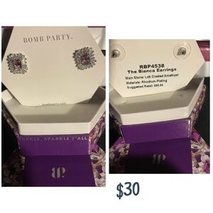 Bomb Party Silver and Pink Crystal Earrings